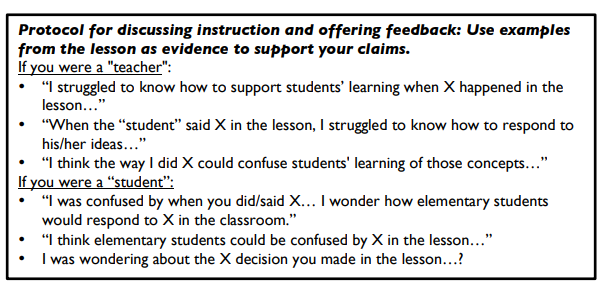 Figure 6.3 Protocol for discussing instruction and identifying problems of practice